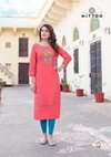 Palak Vol 37 By Mittoo Rayon Embroidery Kurtis Wholesalers In Delhi